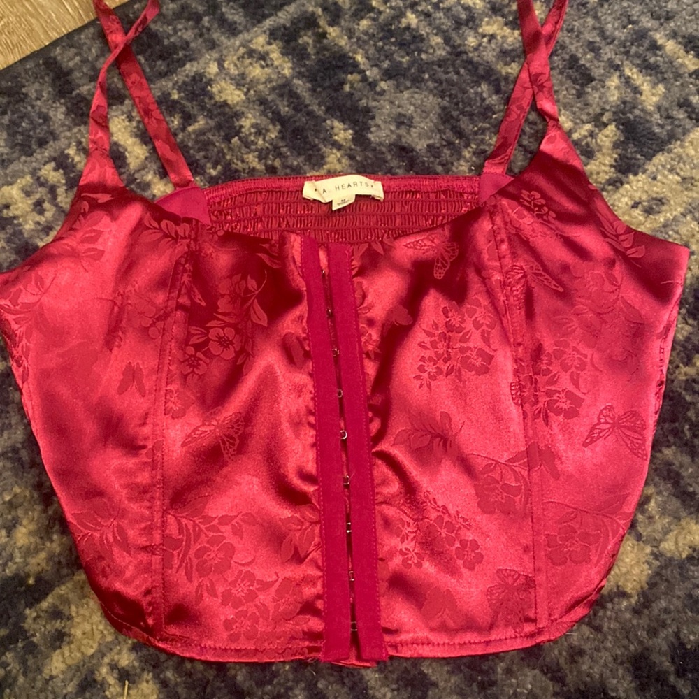 Pink Pacsun corset butterfly top